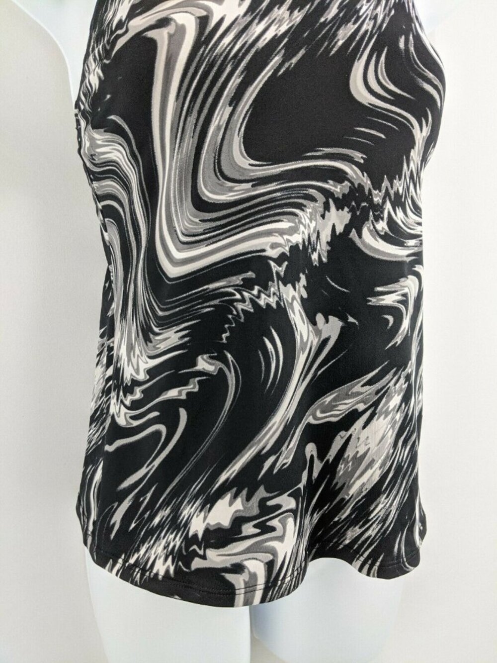 Nike Womens Sz Small Swimsuit Black & Gray Marble Racerback Tankini Top Nwt - Picture 3 of 9
